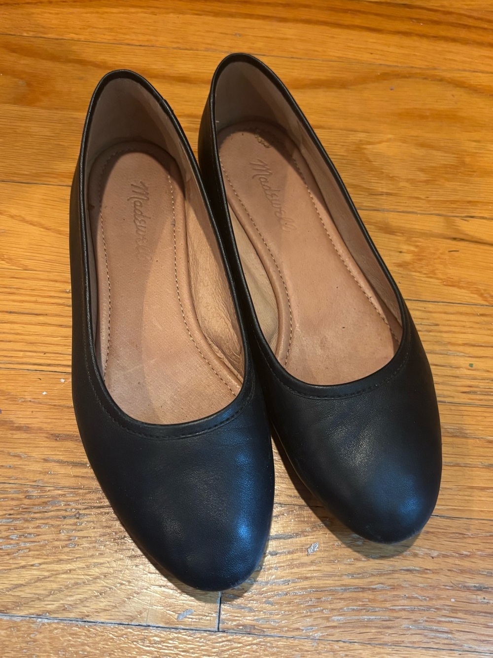 Madewell the Reid black leather ballet flat shoe size 7